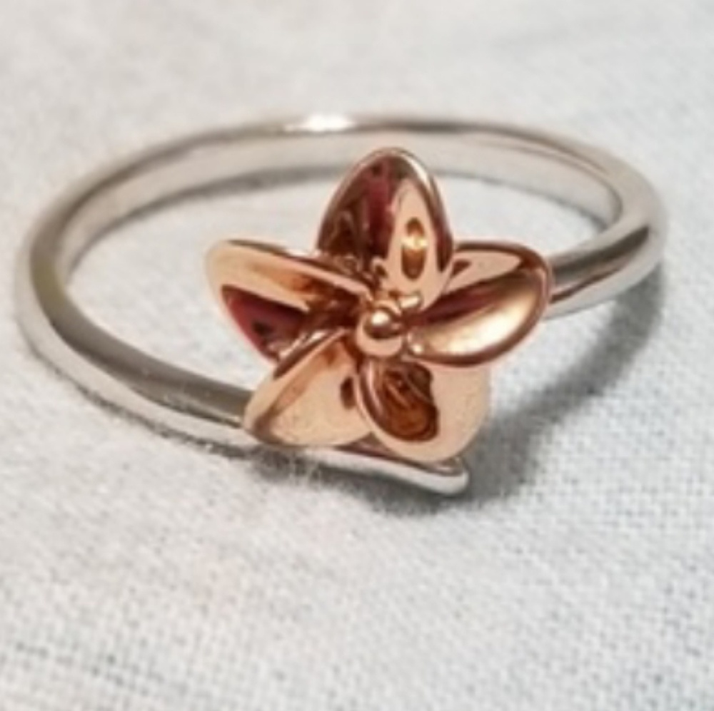 925 Silver & Rose Gold The Plumeria Flower Ring